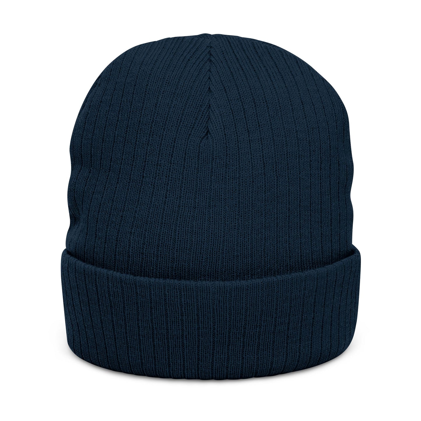 Embroidered 'TVF' Ribbed Knit Beanie, Warm Black Cuffed Hat