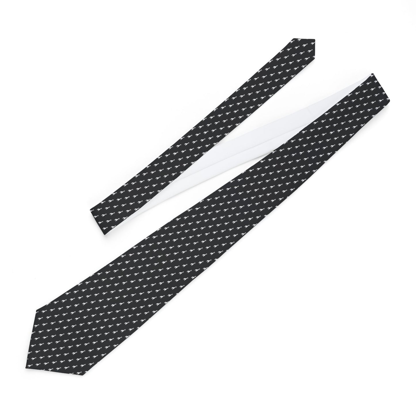 Classic Black Geometric Necktie, Subtle Origami Giraffe Pattern Formal Tie