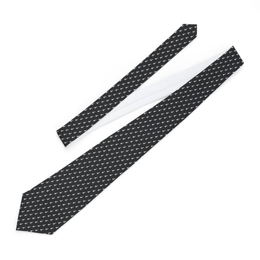 Classic Black Geometric Necktie, Subtle Origami Giraffe Pattern Formal Tie