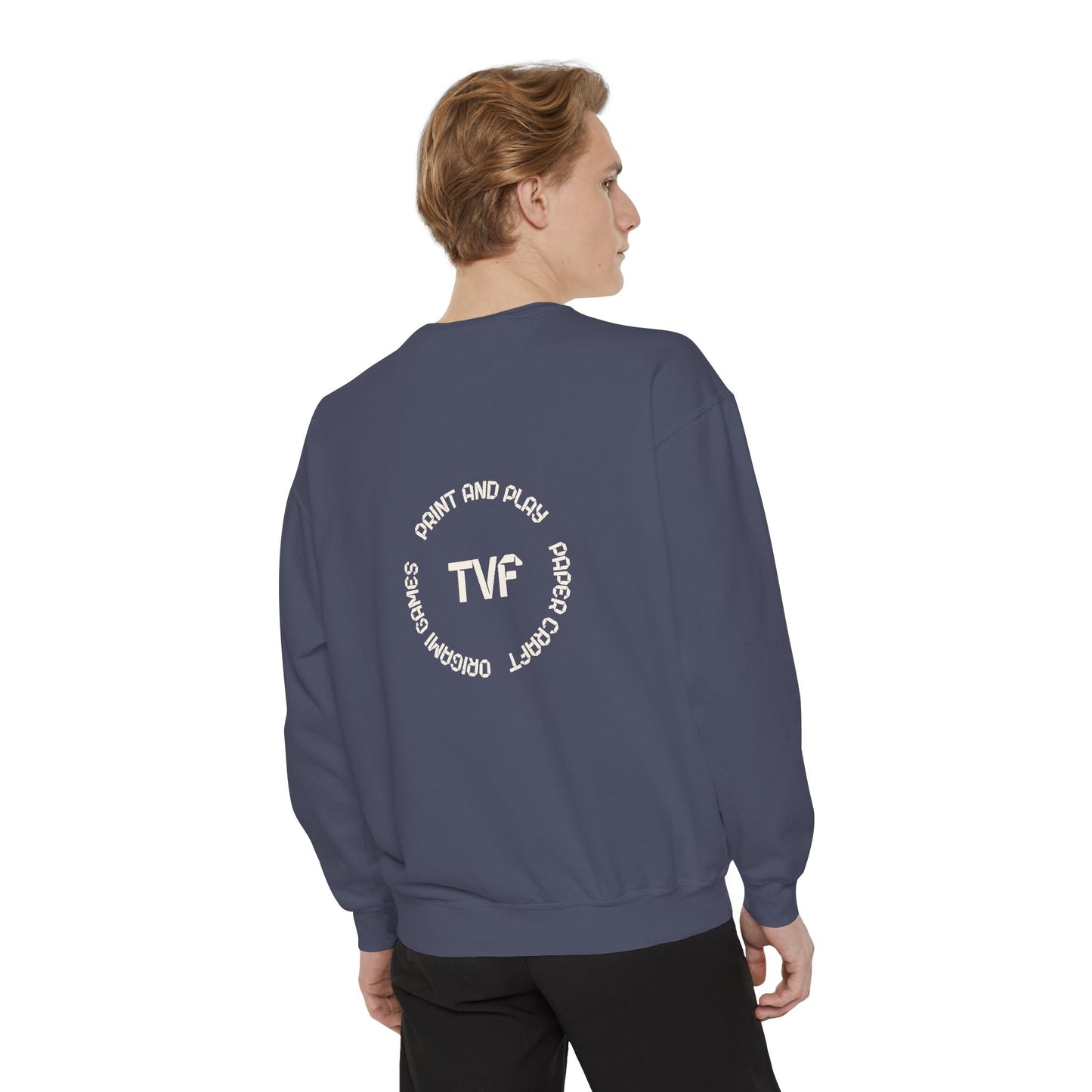 Minimalist TVF Logo Sweatshirt, Embroidered Giraffe & Circular Back Graphic