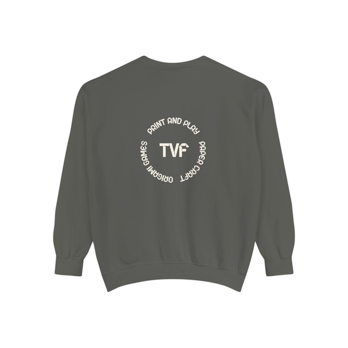 Minimalist TVF Logo Sweatshirt, Embroidered Giraffe & Circular Back Graphic
