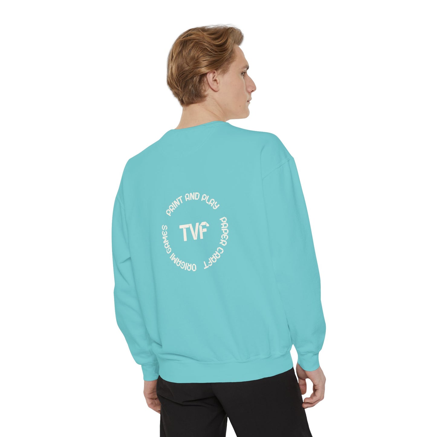 Minimalist TVF Logo Sweatshirt, Embroidered Giraffe & Circular Back Graphic
