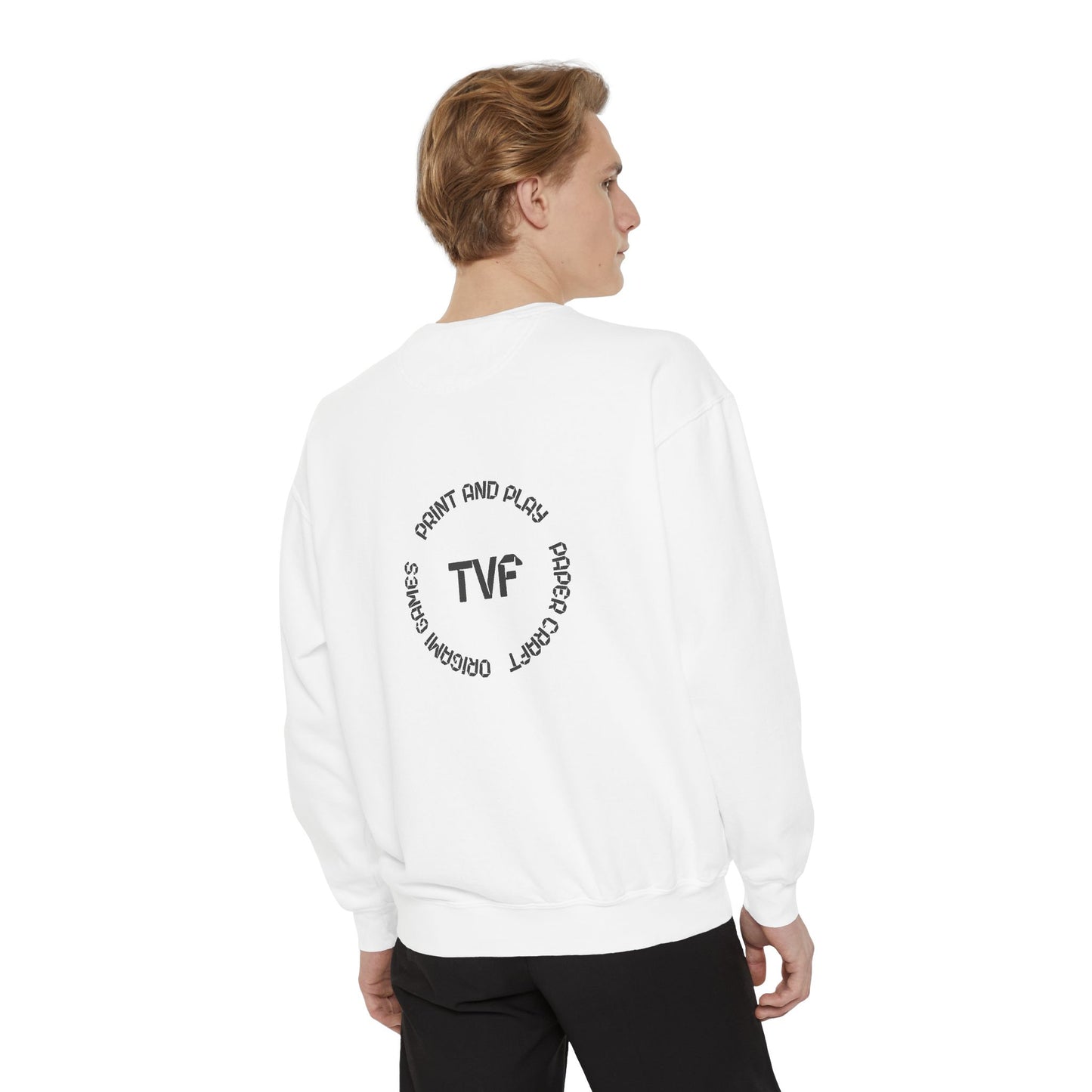 Minimalist TVF Logo Sweatshirt, Embroidered Giraffe & Circular Back Graphic