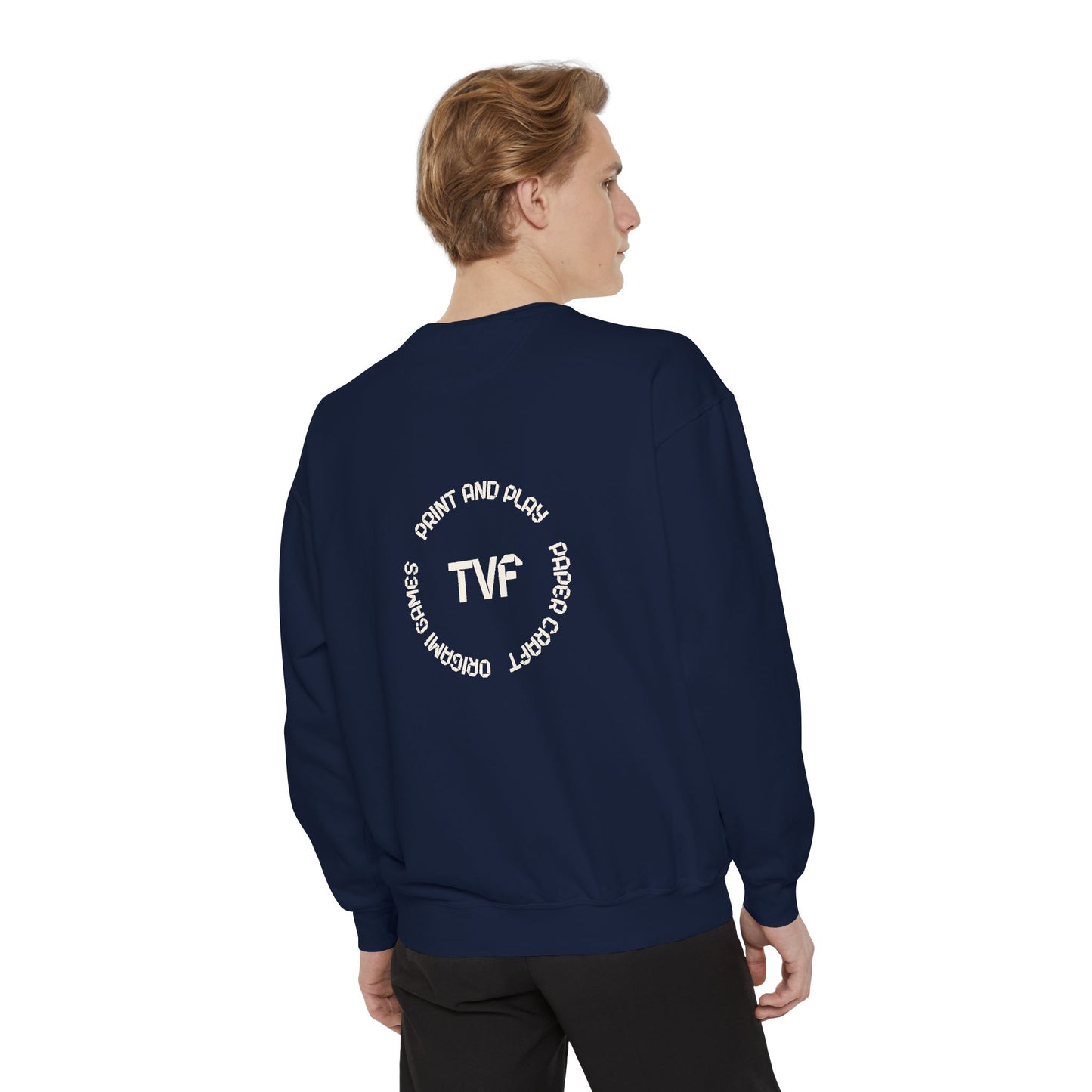 Minimalist TVF Logo Sweatshirt, Embroidered Giraffe & Circular Back Graphic
