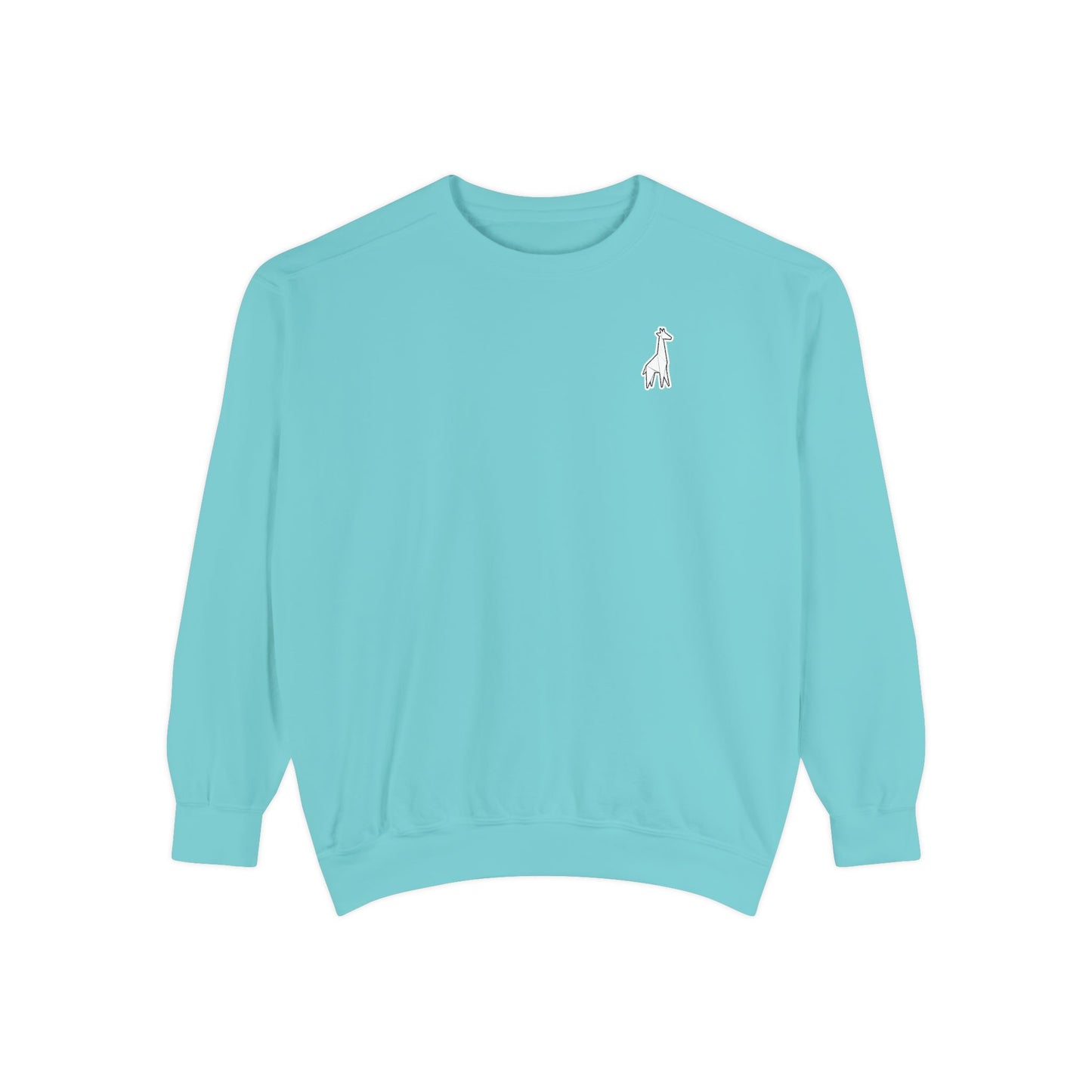 Minimalist TVF Logo Sweatshirt, Embroidered Giraffe & Circular Back Graphic