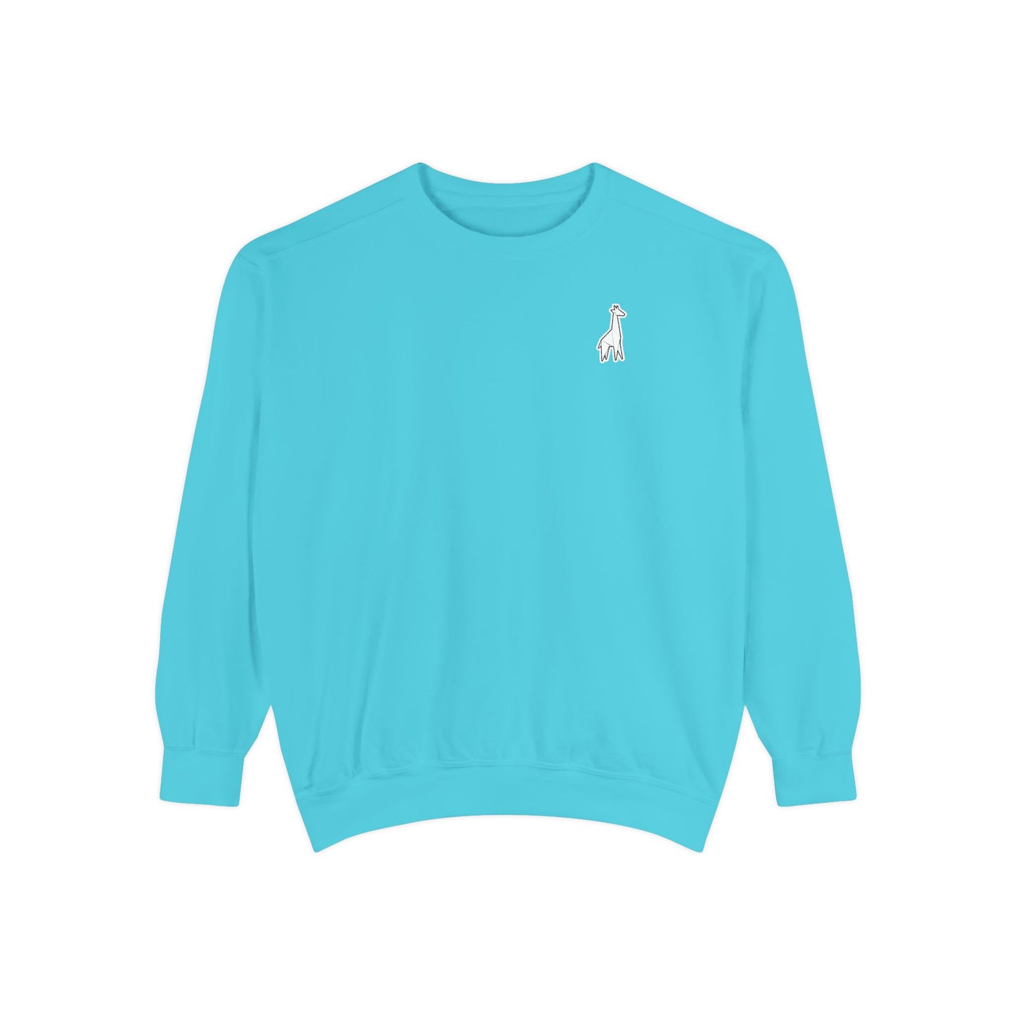 Minimalist TVF Logo Sweatshirt, Embroidered Giraffe & Circular Back Graphic