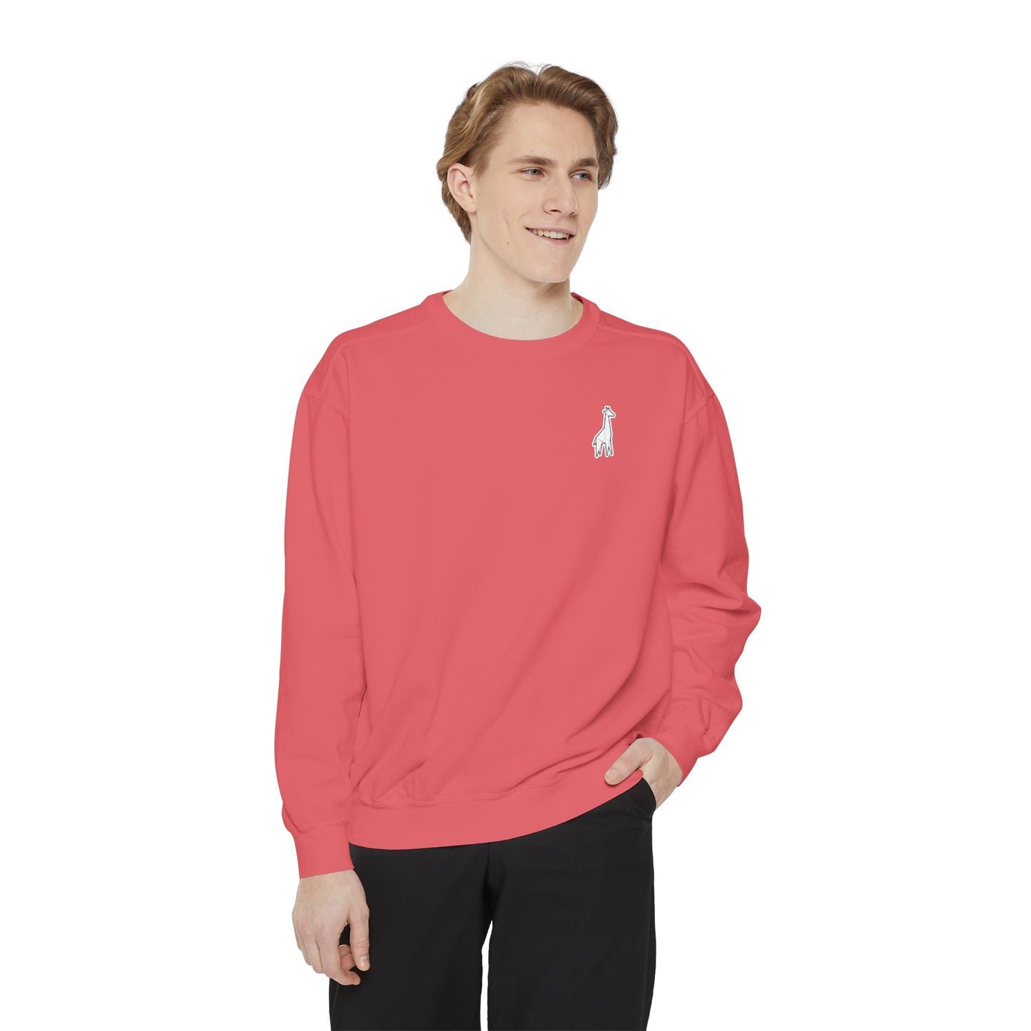 Minimalist TVF Logo Sweatshirt, Embroidered Giraffe & Circular Back Graphic