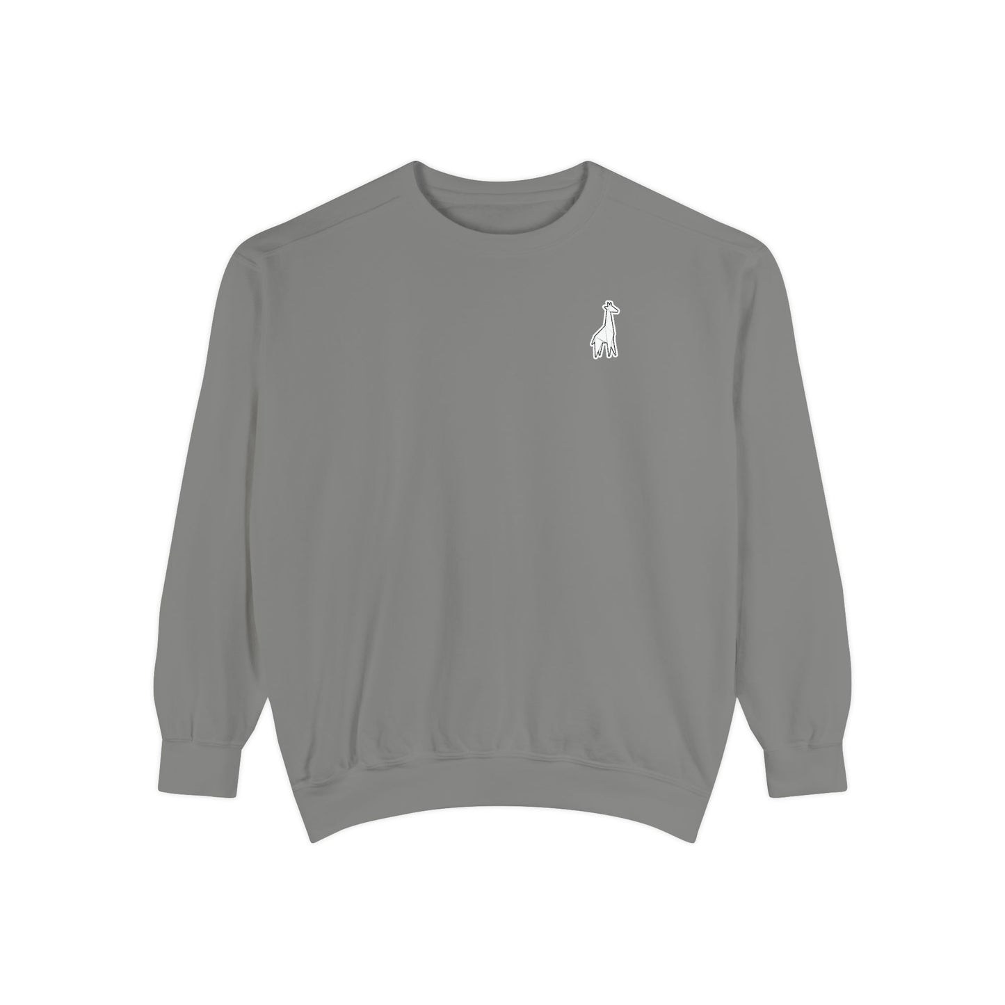Minimalist TVF Logo Sweatshirt, Embroidered Giraffe & Circular Back Graphic