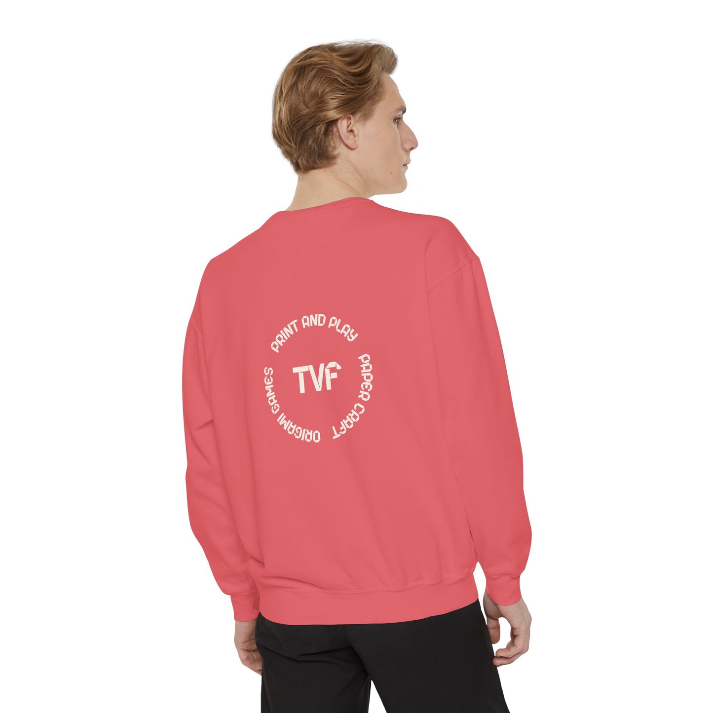 Minimalist TVF Logo Sweatshirt, Embroidered Giraffe & Circular Back Graphic