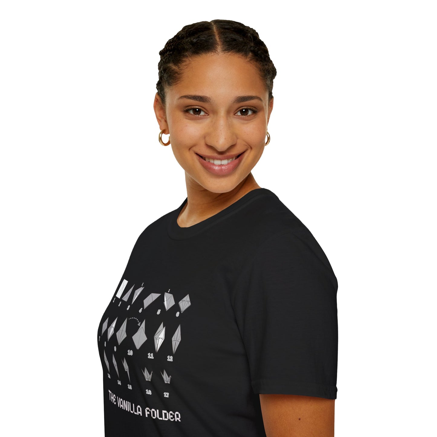 Origami Crane Folding Steps T-Shirt, Illustrated Paper Fold Diagram Tee
