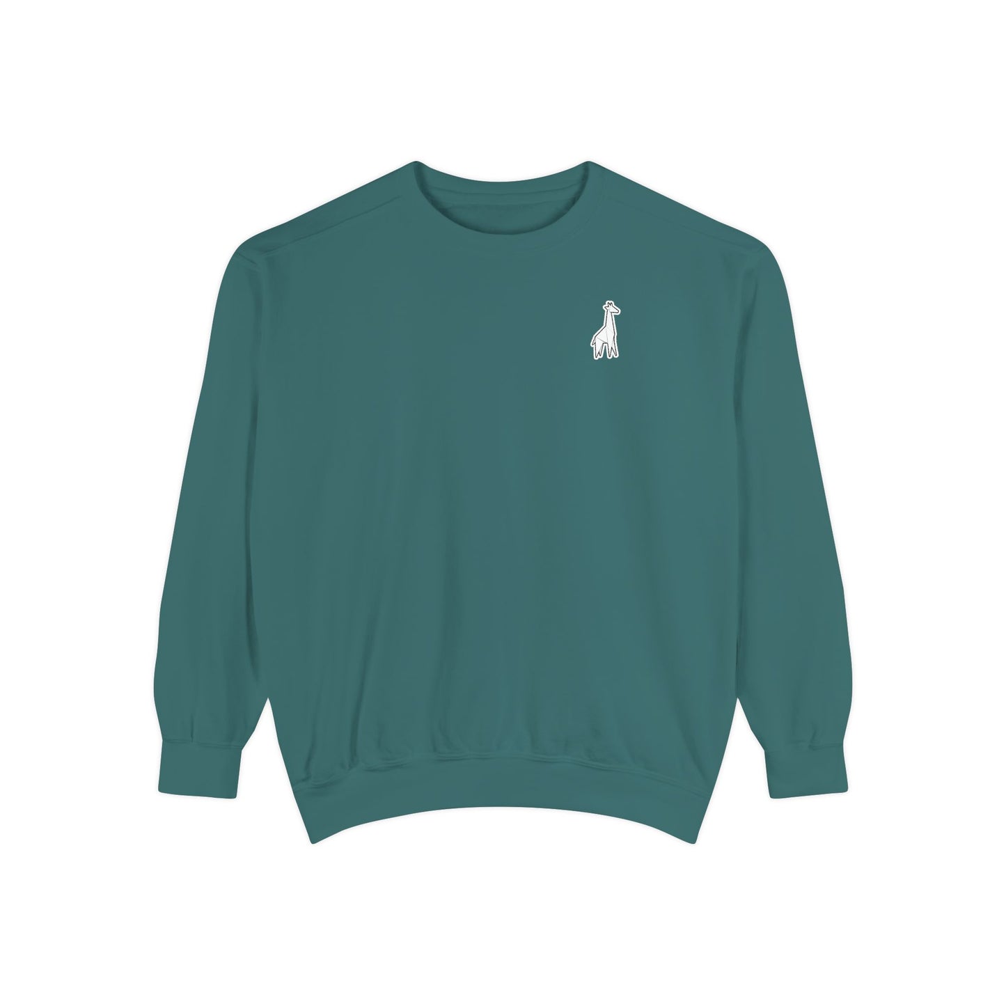 Minimalist TVF Logo Sweatshirt, Embroidered Giraffe & Circular Back Graphic