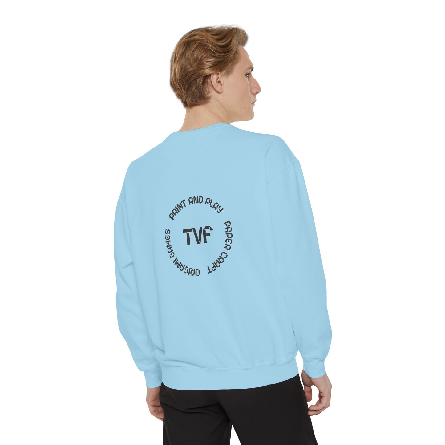 Minimalist TVF Logo Sweatshirt, Embroidered Giraffe & Circular Back Graphic