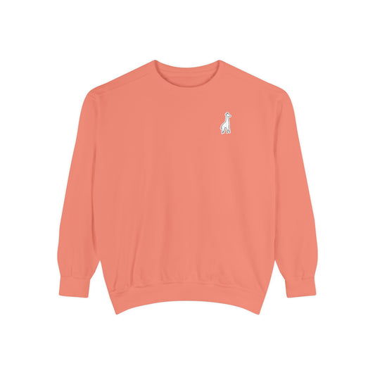 Minimalist TVF Logo Sweatshirt, Embroidered Giraffe & Circular Back Graphic