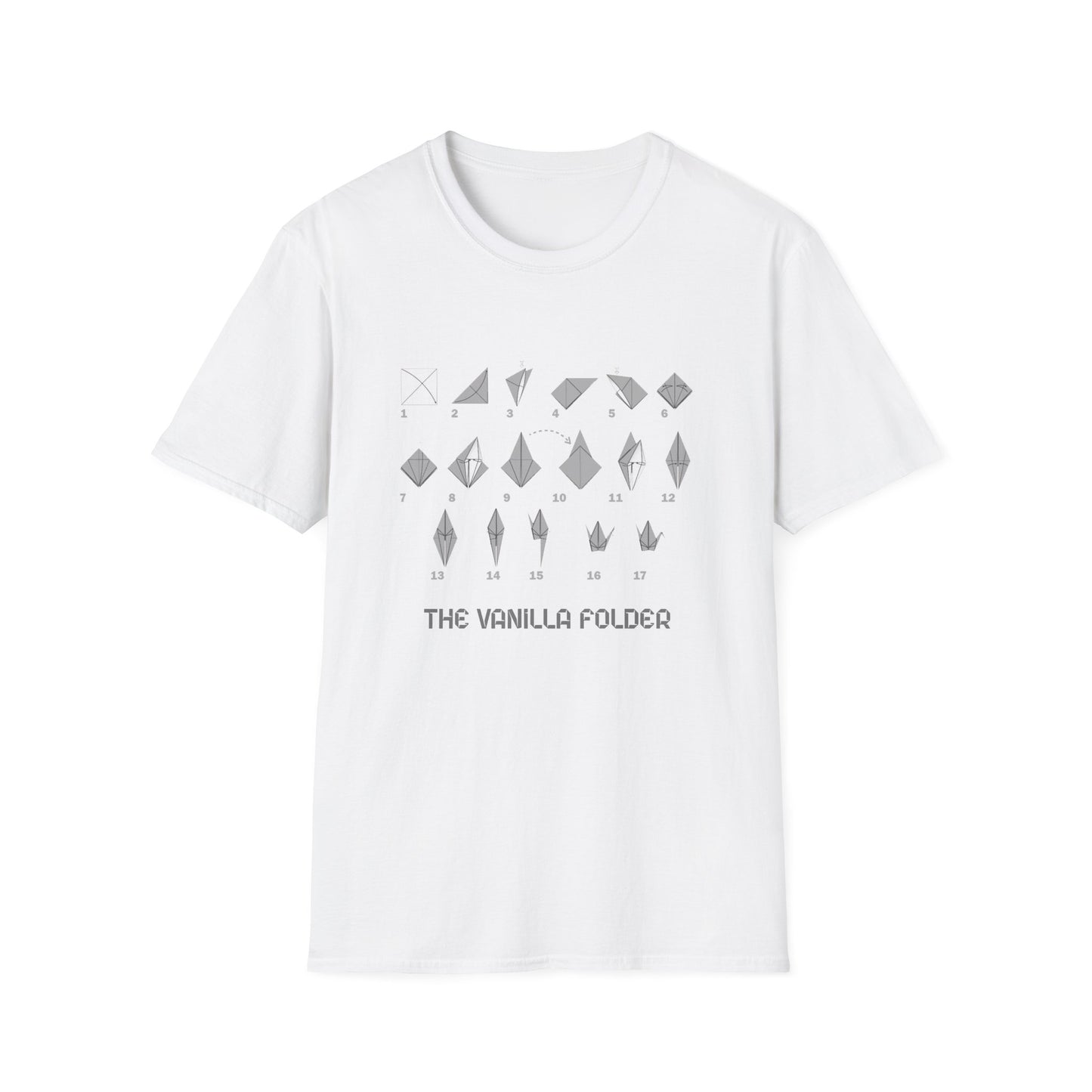 Origami Crane Folding Steps T-Shirt, Illustrated Paper Fold Diagram Tee