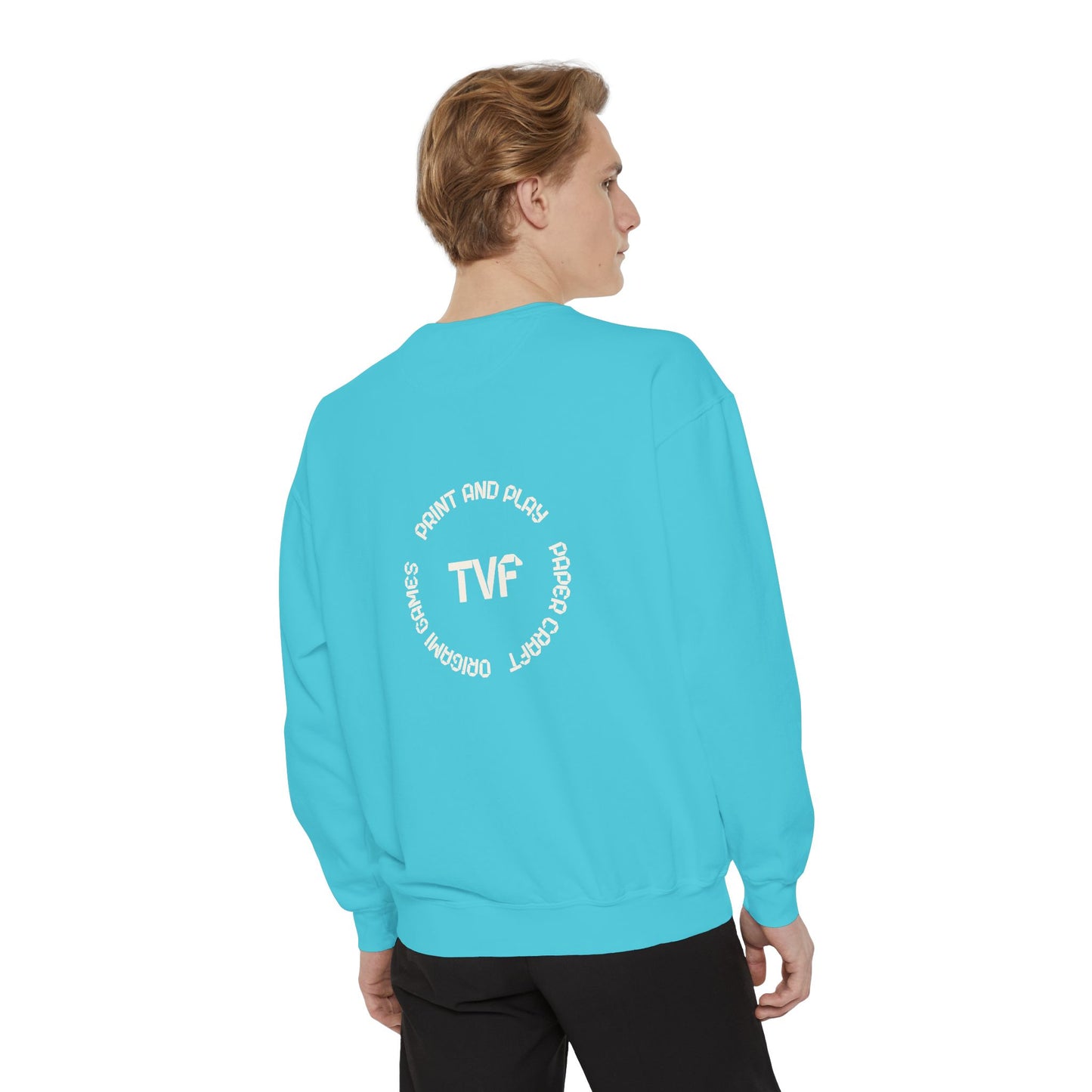 Minimalist TVF Logo Sweatshirt, Embroidered Giraffe & Circular Back Graphic