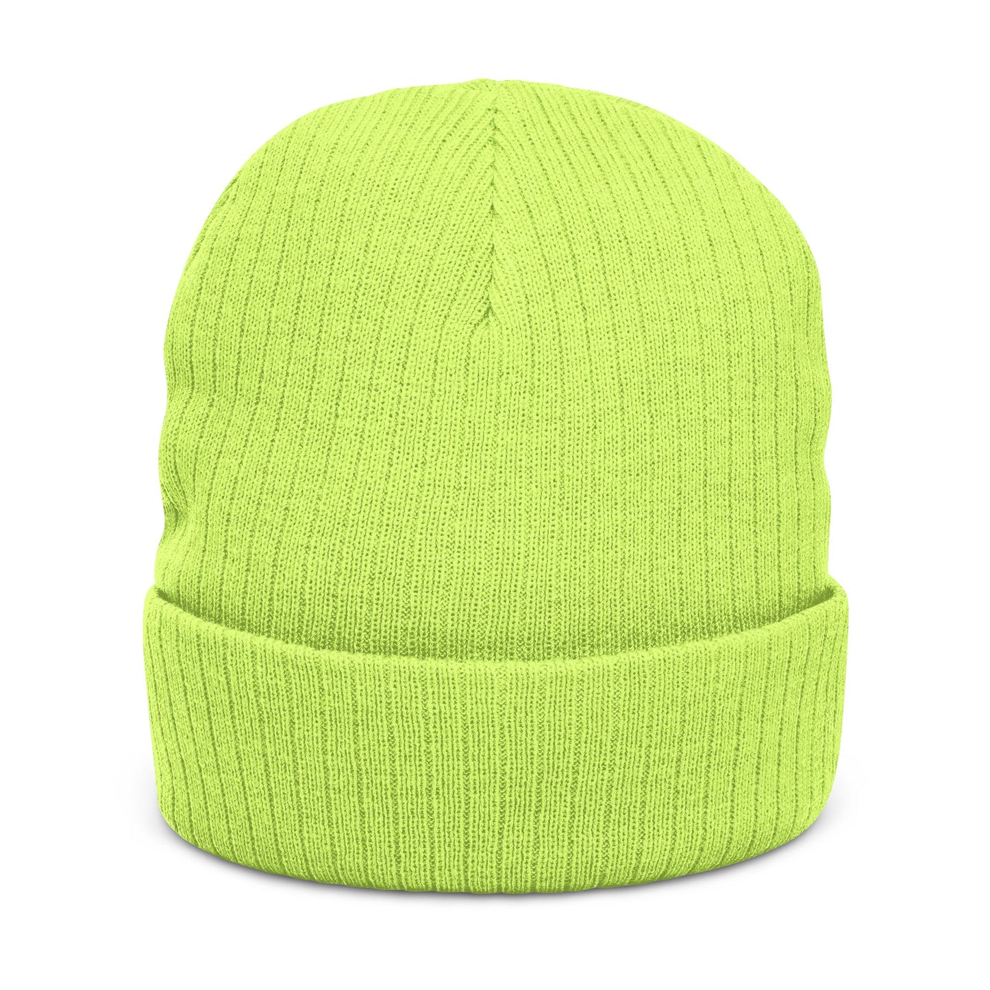 Embroidered 'TVF' Ribbed Knit Beanie, Warm Black Cuffed Hat