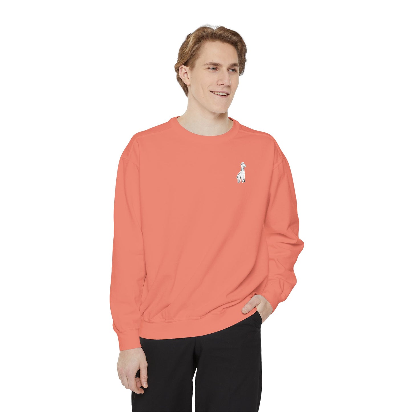 Minimalist TVF Logo Sweatshirt, Embroidered Giraffe & Circular Back Graphic