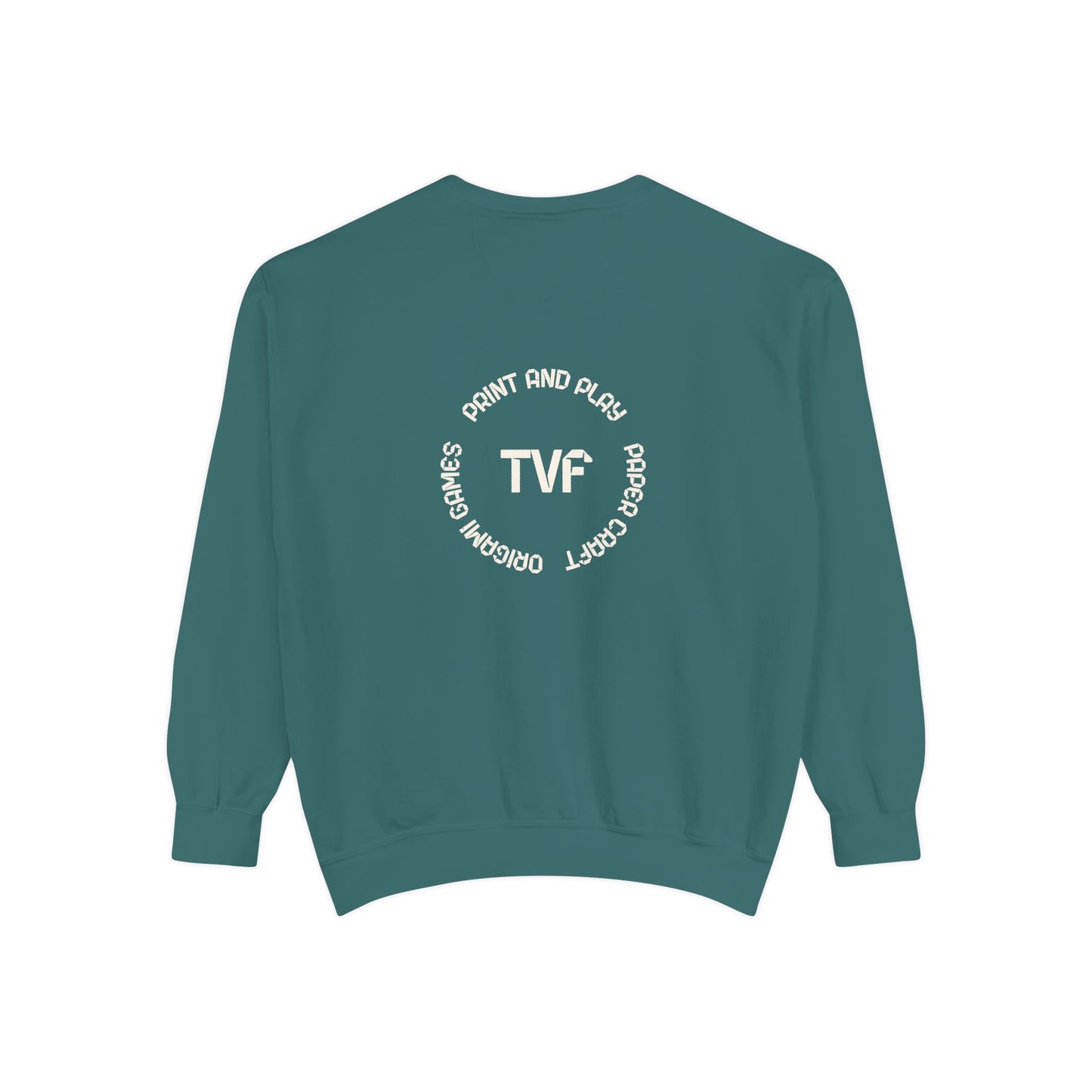 Minimalist TVF Logo Sweatshirt, Embroidered Giraffe & Circular Back Graphic