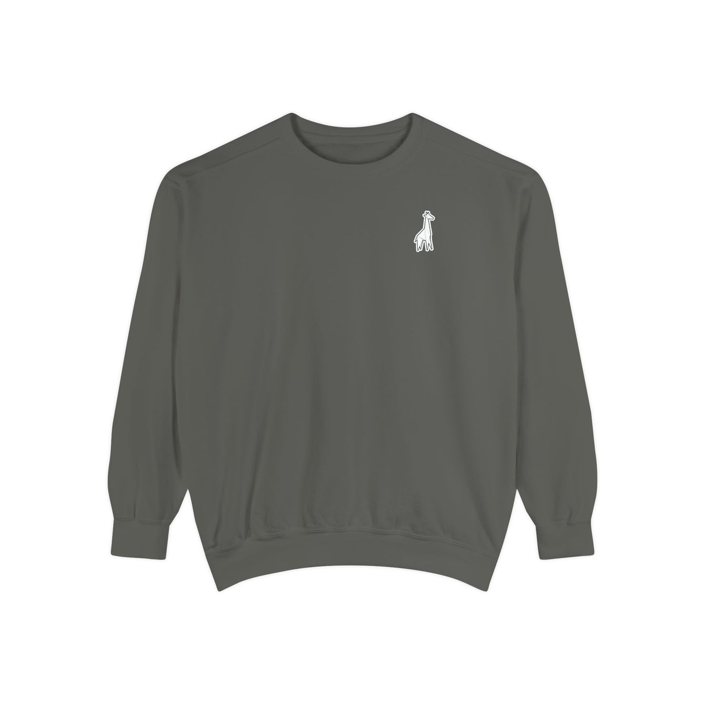 Minimalist TVF Logo Sweatshirt, Embroidered Giraffe & Circular Back Graphic