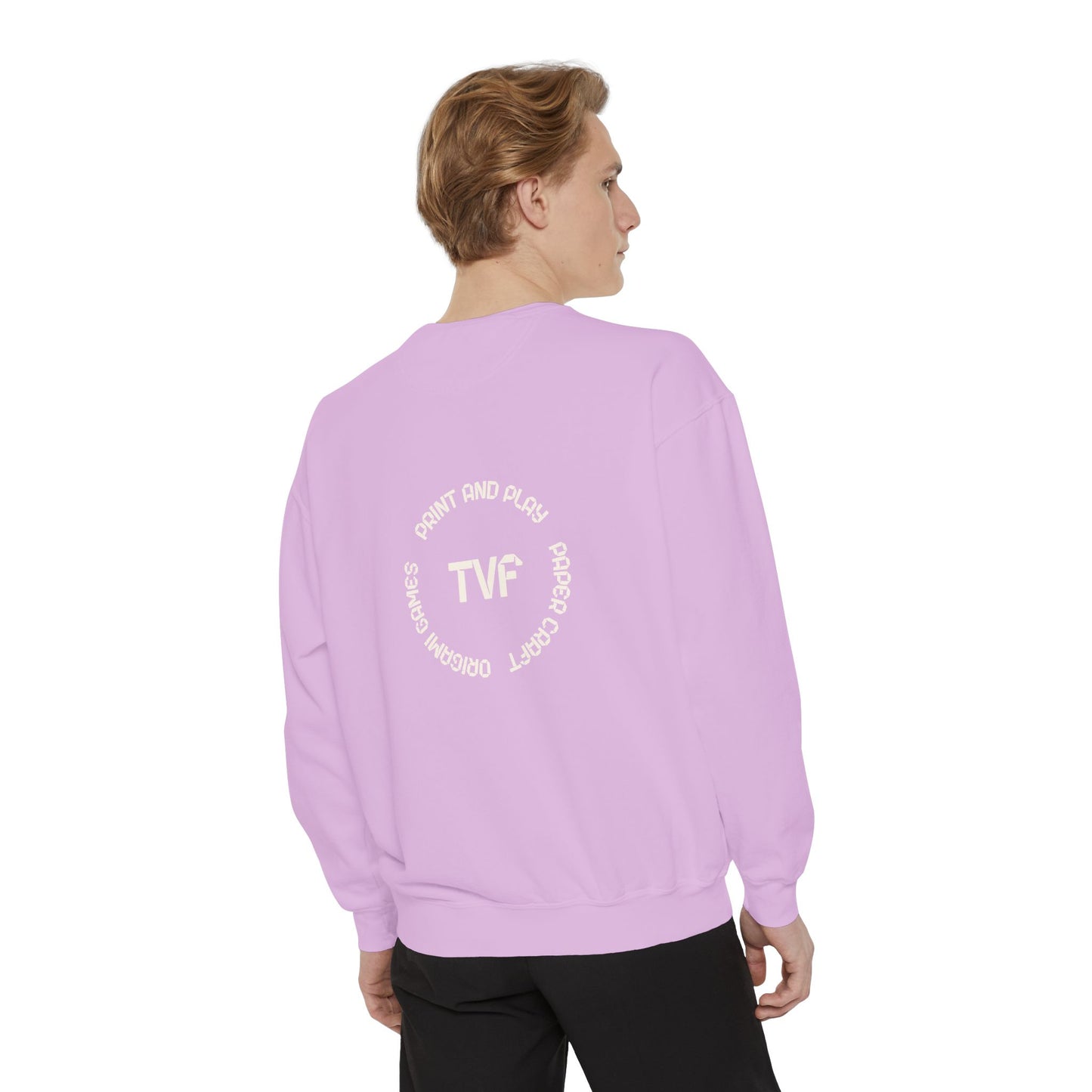 Minimalist TVF Logo Sweatshirt, Embroidered Giraffe & Circular Back Graphic