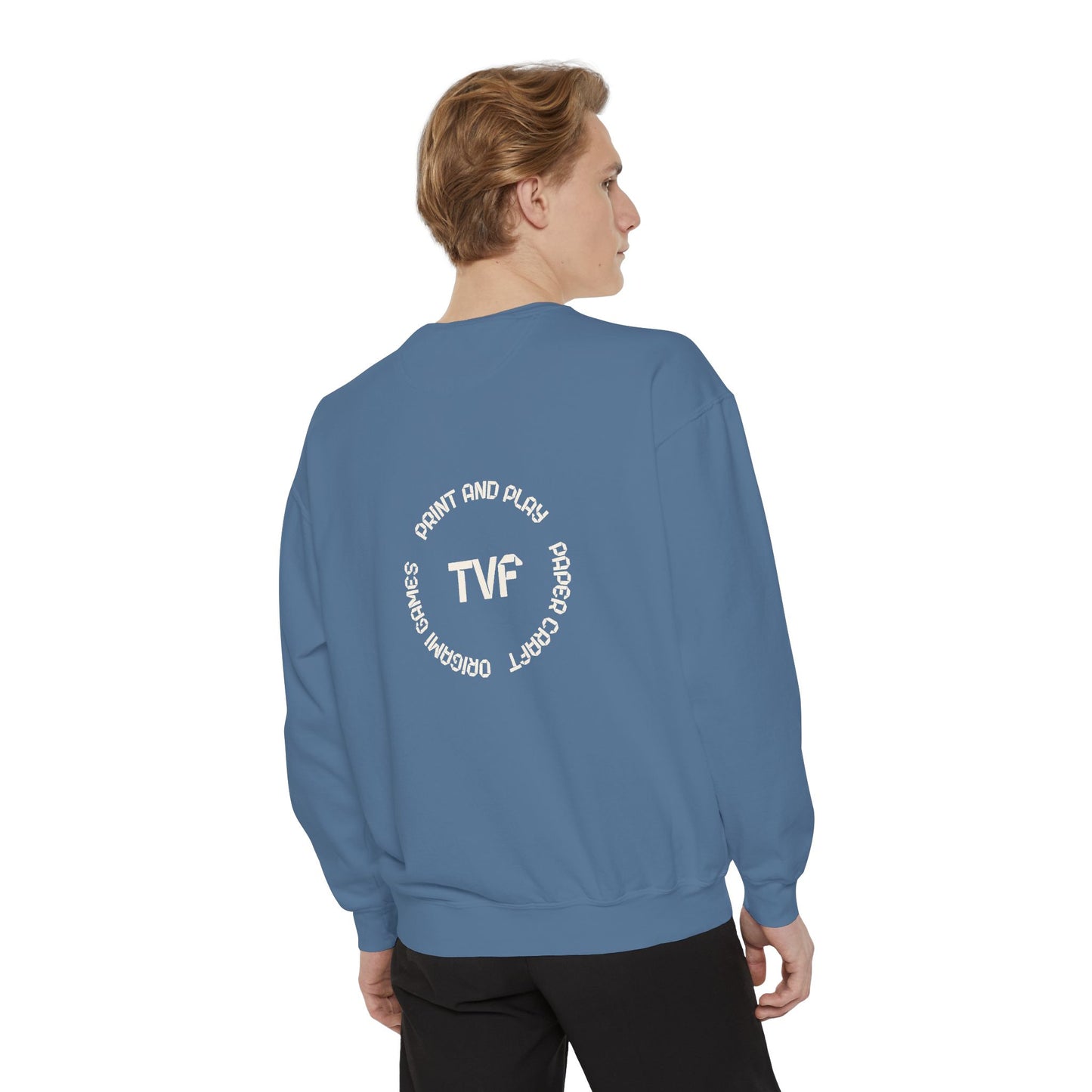 Minimalist TVF Logo Sweatshirt, Embroidered Giraffe & Circular Back Graphic