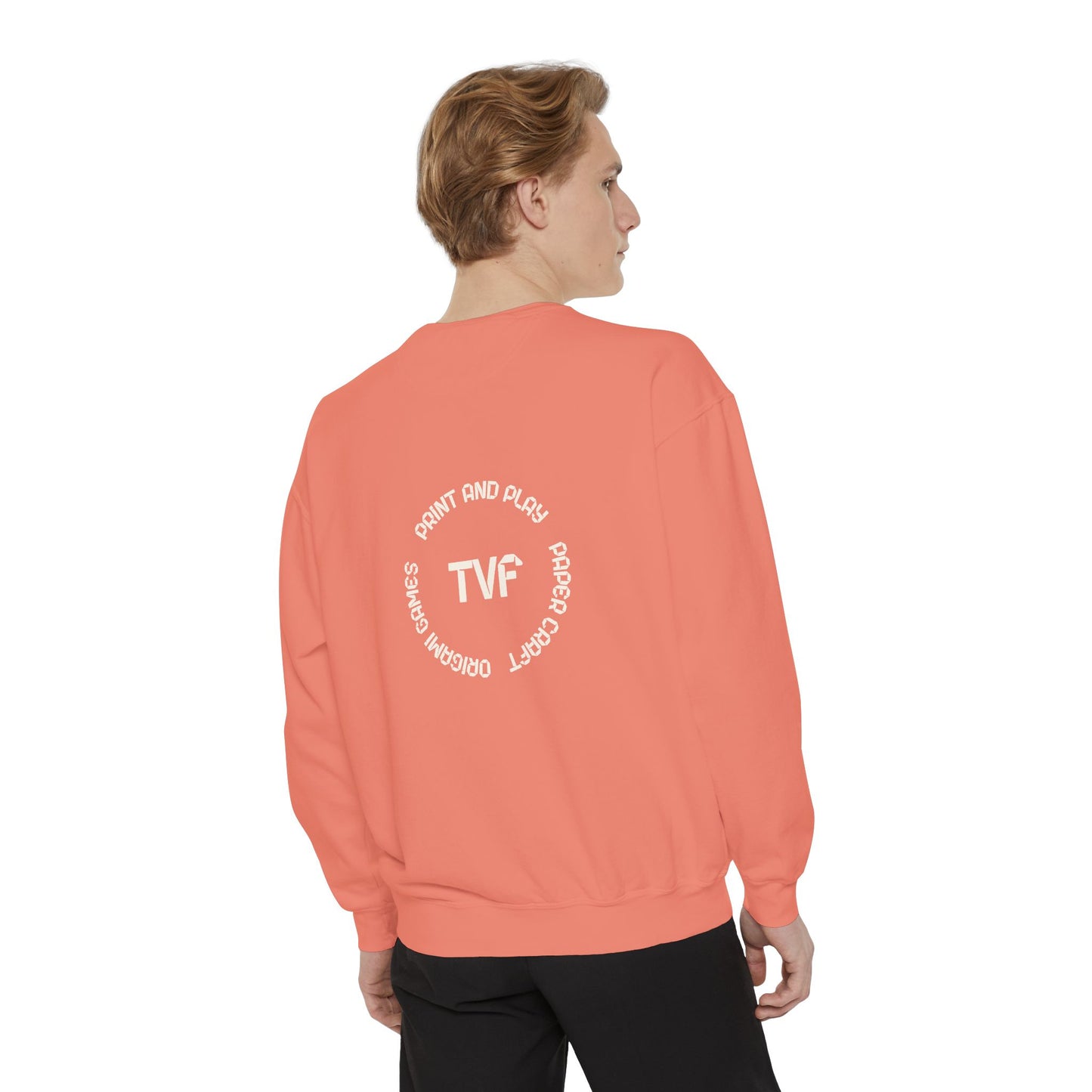 Minimalist TVF Logo Sweatshirt, Embroidered Giraffe & Circular Back Graphic