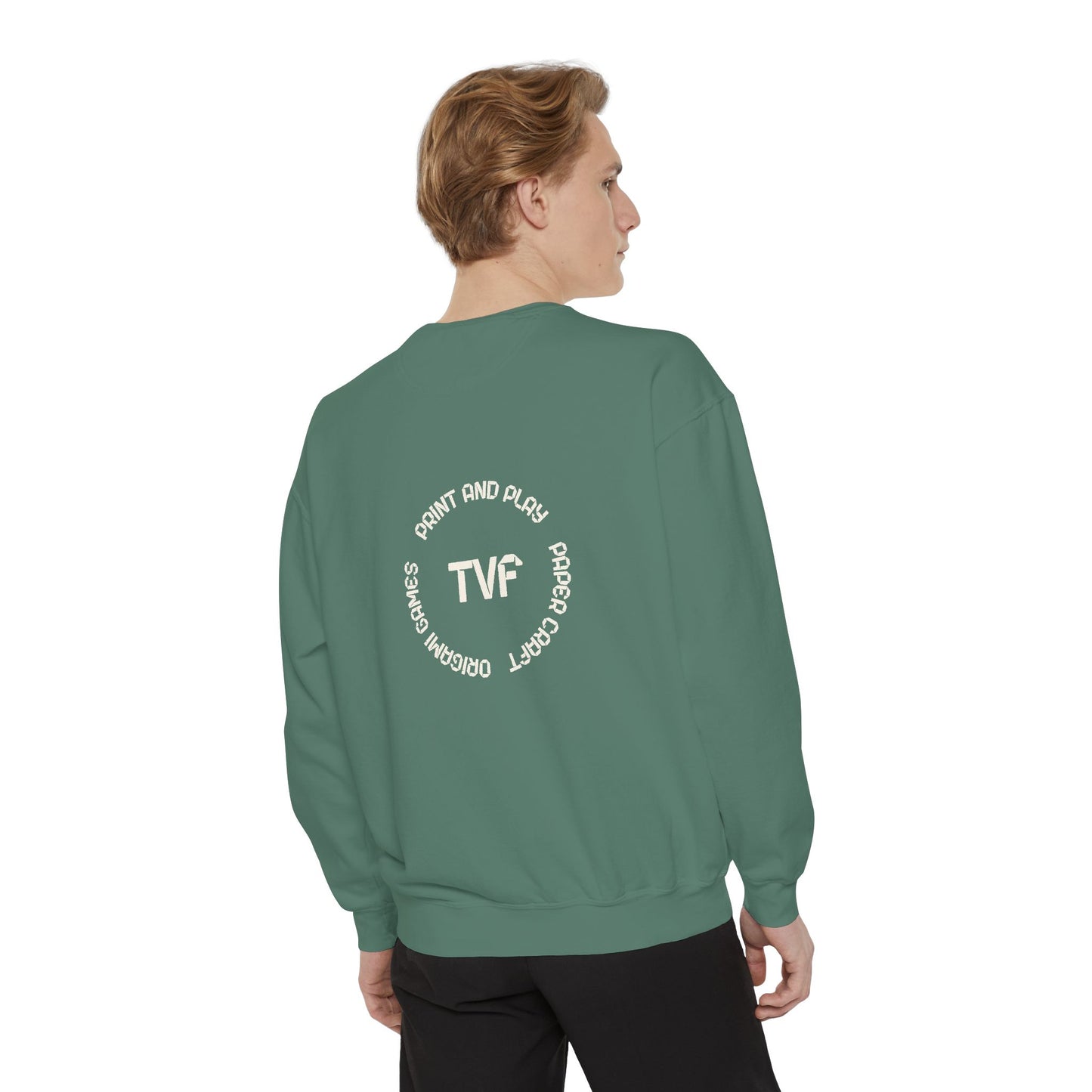 Minimalist TVF Logo Sweatshirt, Embroidered Giraffe & Circular Back Graphic