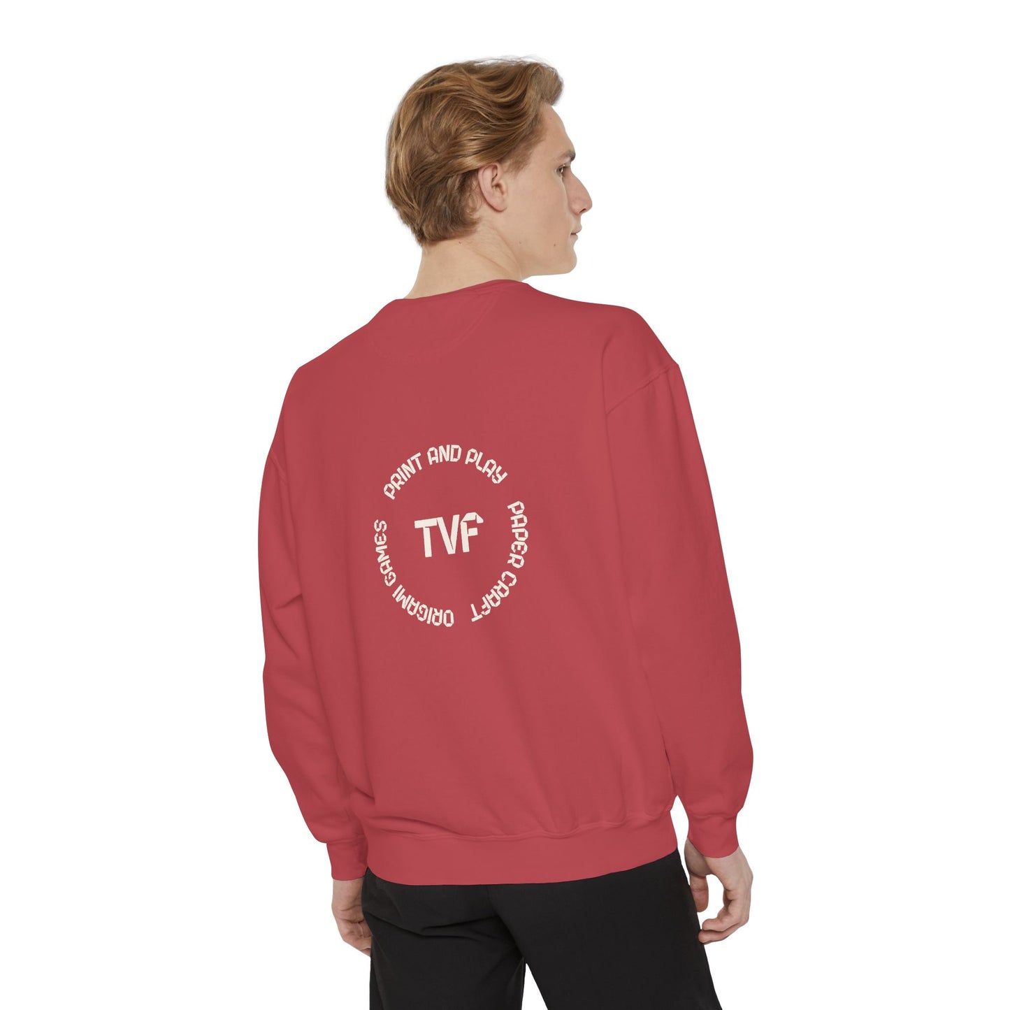 Minimalist TVF Logo Sweatshirt, Embroidered Giraffe & Circular Back Graphic