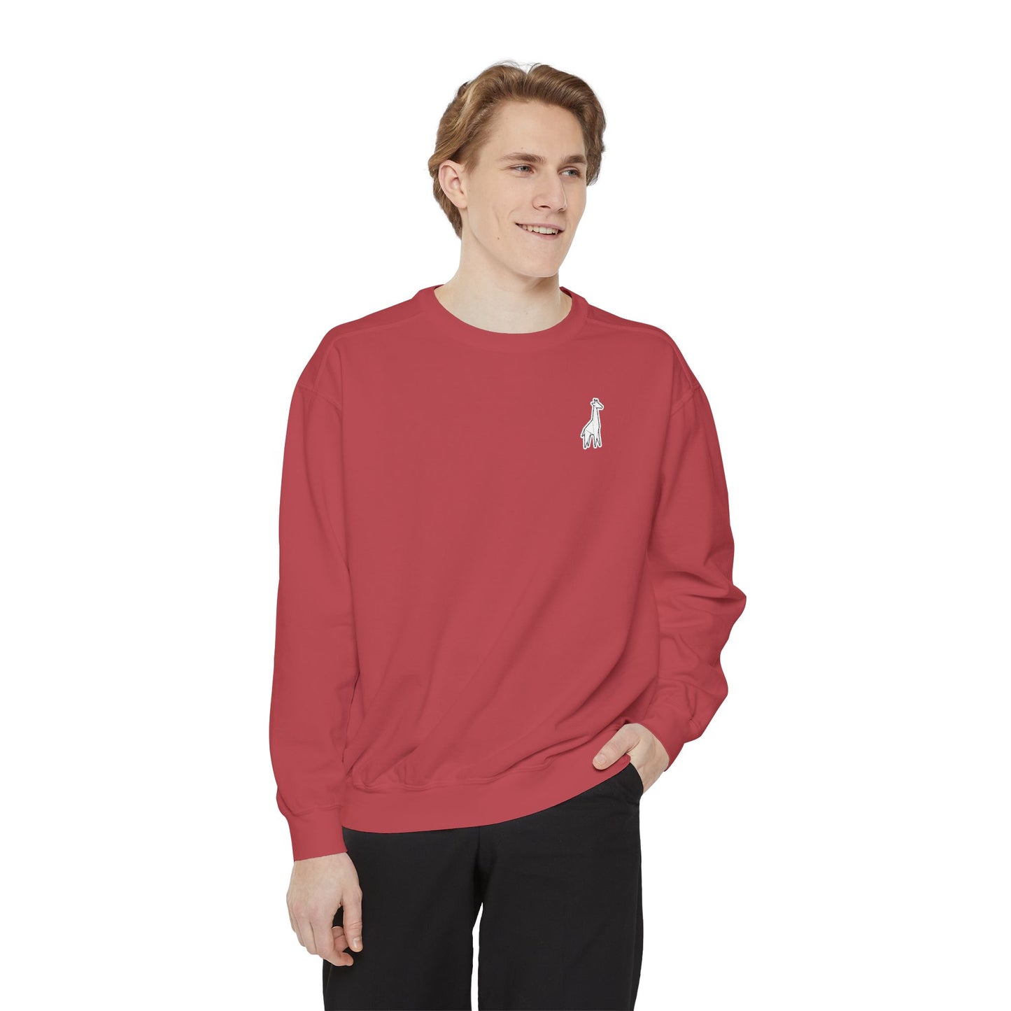Minimalist TVF Logo Sweatshirt, Embroidered Giraffe & Circular Back Graphic