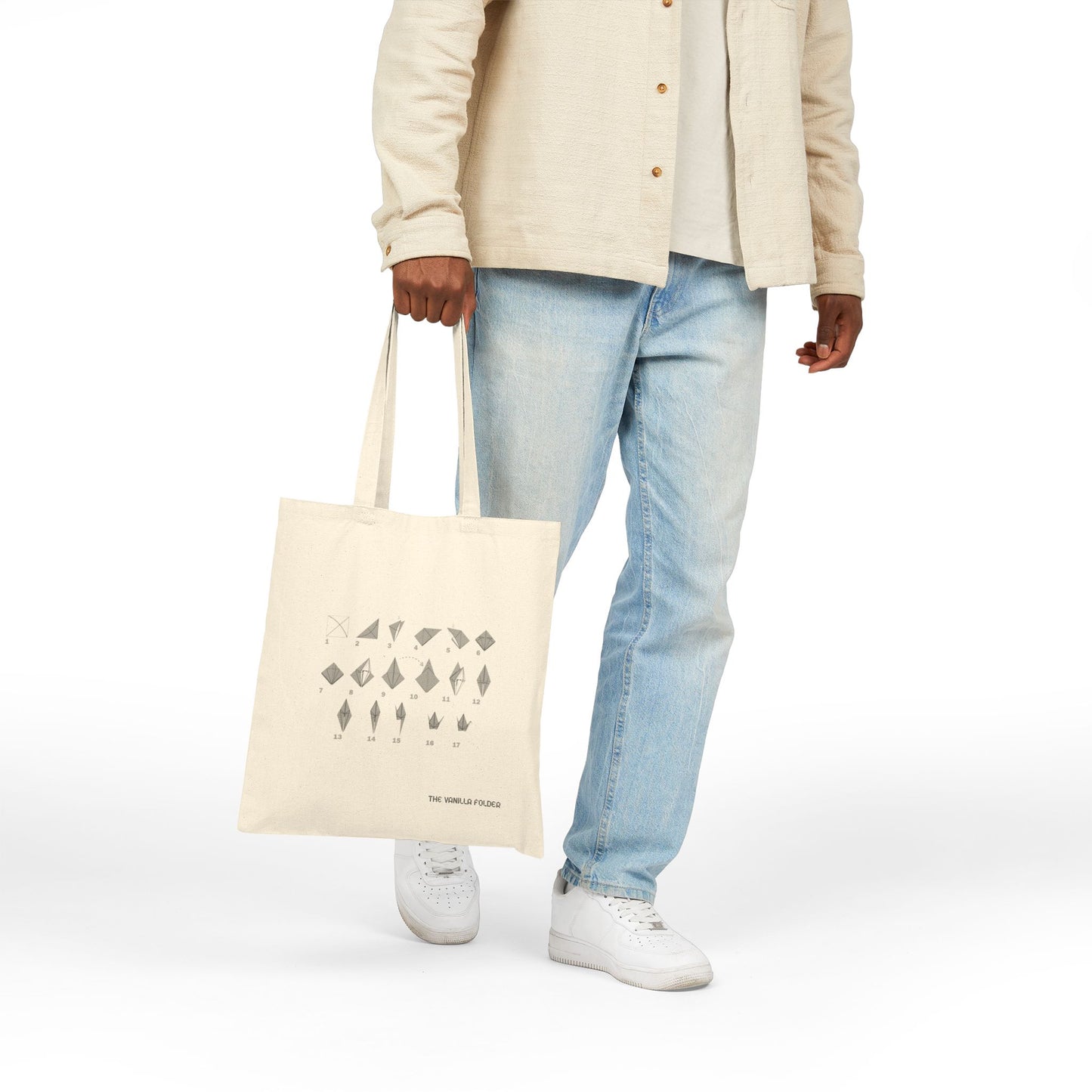 Canvas Tote Bag, Origami Crane Design, Eco-Friendly Everyday Shopper
