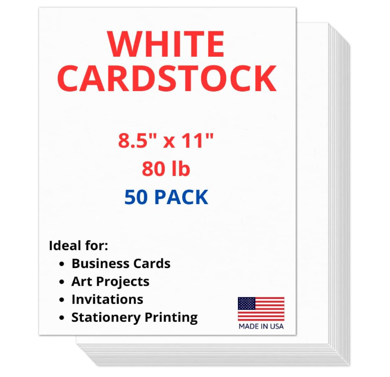 50 Sheets of Heavyweight White Cardstock