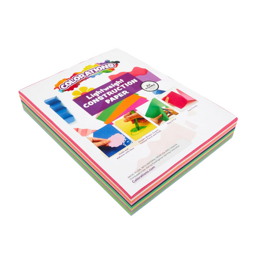 Colorations Lightweight Construction Paper, Value Pack, 10 Colors, 300 Sheets with Bonus Stencil