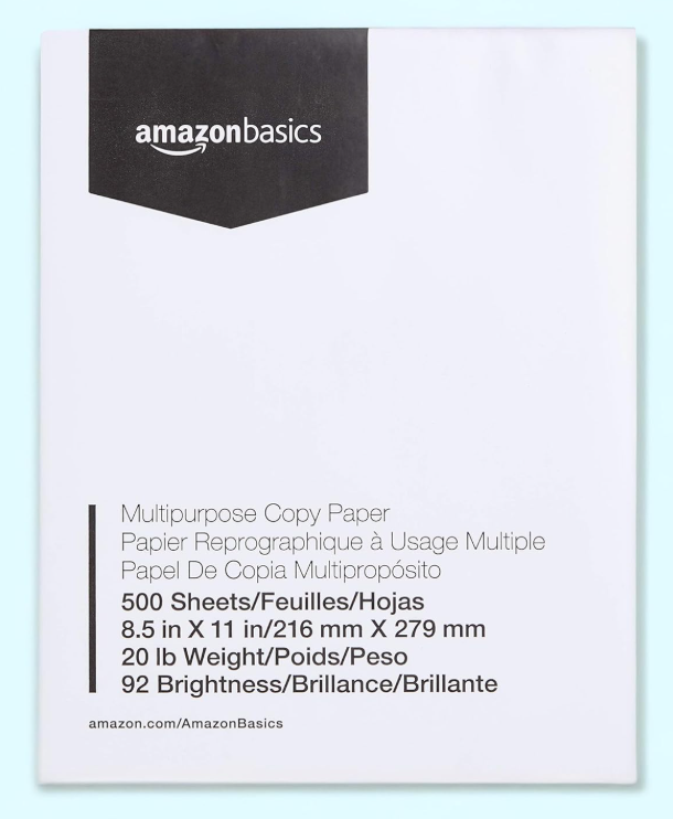 Amazon Basics Multipurpose Copy Printer Paper, 8.5 x 11 Inches, 500 sheets